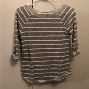 Gray & white striped fitted shirt